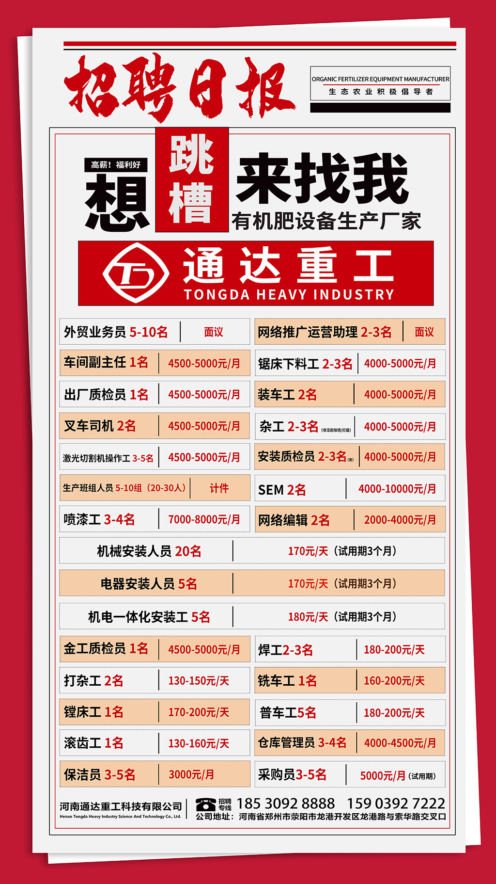 通達(dá)重工招聘